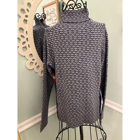 NEVE Womens Large Poly Wool Blend Nordic Fair Isle 1/4 Zip Pullover Sweater - Picture 5 of 7